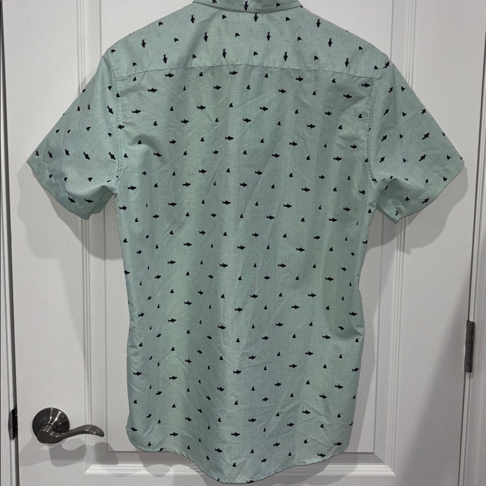 Molokai Surf sharks mint green short sleeve button-down shirt men’s size large - Picture 6 of 6